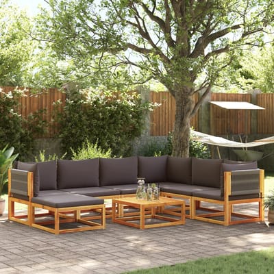 vidaXL - 8-delige - tuinbankset - met - kussens - van - acaciahout - en - touw