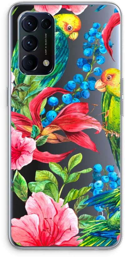 Case Company® - Hoesje geschikt voor Oppo Find X3 Lite hoesje - Papegaaien - Soft Cover Telefoonhoesje - Bescherming aan alle Kanten en Schermrand