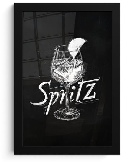 Poster in lijst - Fotolijst 20x30 cm - Posters - Glas spritz - Krijtletters - Ijsblokjes - Citroen - Posterlijst zwart - Decoratie - Wanddecoratie woonkamer - Muurdecoratie slaapkamer