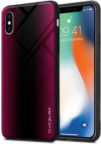 Cadorabo Hoesje geschikt voor Apple iPhone X / XS in PAARS ROZE - Beschermhoes gemaakt van TPU silicone Case Cover en achterkant van gehard glas