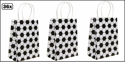 36x Koordtas voetbal 16cmx9cmx22cm - goodiebag|papieren|draagtas|tas|koord|festival|kado|themafeest|party|geschenken