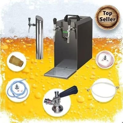 Complete onderbouwset - dispensersysteem STREAM 50K met luchtpomp, bierkoffer, doorstroomkoeler 2-lijns droog koeler, tot 55 liter/u - BLACK EDITION, Type A, Type S