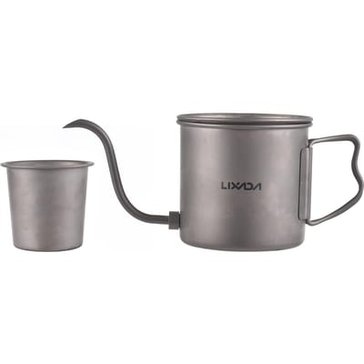 400ml Overgietketel Zwanenhals Koffieketel Ti Opvouwbare Handgreep Waterketel met Deksel With Beer Cup