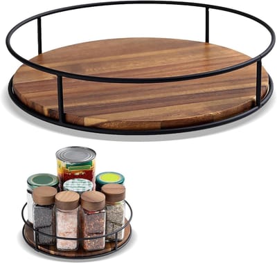Draaiende Platen Organizer van Hout 30 cm - 360 Graden Rotatie, Ronde Specerijen Organizer en Keuken Organizer voor Werkblad en Kast