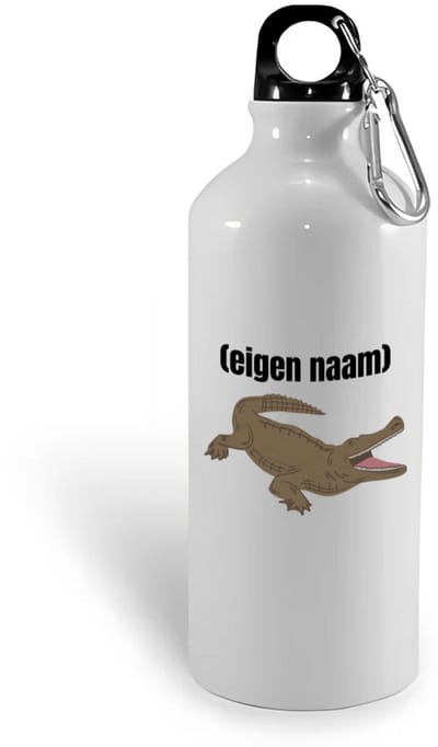 Hacebo® - krokodil met eigen naam waterfles - Krokodil - krokodillen liefhebbers - iemand die houdt van krokodillen - verjaardag - cadeau - kado - water fles - 400ML