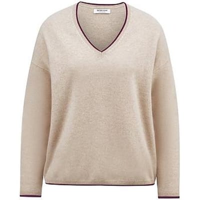 Trui V-hals 100% kasjmier Van Peter Hahn beige