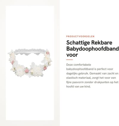 Dailygoods- Doophoofdband Comfortabel - Rekbaar - Zacht - Veilig Materiaal - Geschikt voor Baby's/Peuters - Elegante Uiterstraling - Babyhoofdband