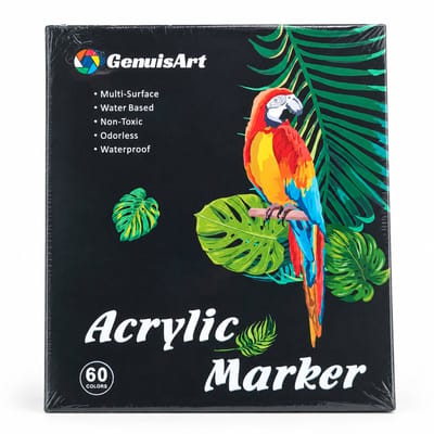 Acrylmarkers - 60 kleuren - dubbele ronde punt, watervast en sneldrogend - voor kunst, graffiti en tekenen - basisverpakking