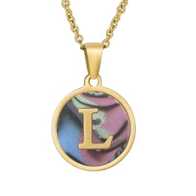 Aramat Jewels | Halskettingen | Stijlvolle Abalone Initiaal Ketting RVS | N | |1,5mm | Staal | Volwassenen | Verkleurd niet
