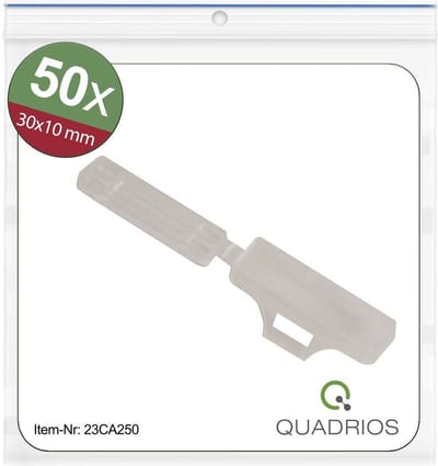 Quadrios 23CA250 23CA250 Kabelmarkeringdrager Montagemethode: Kabelbinder Markeringsvlak: 9.5 x 30 mm Transparant Aanta