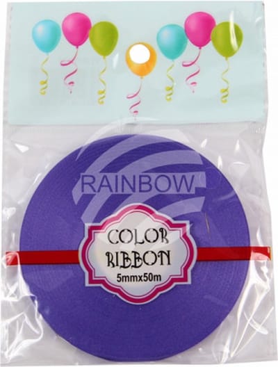 Paars cadeaulint/krullint/ballonlint - 5 mm. - 50 meter - 1 platte rol in blisterverpakking