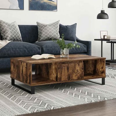vidaXL - Salontafel - 104x60x35 - cm - bewerkt - hout - gerookt - eikenkleurig