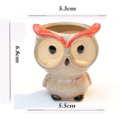 Mini Pot de Fleurs Hibou Décoration de Jardin Bureau Succulente Pot de Fleurs en Céramique Pastoral Animal Mignon Style Européen Pot de Fleurs Ménager beige