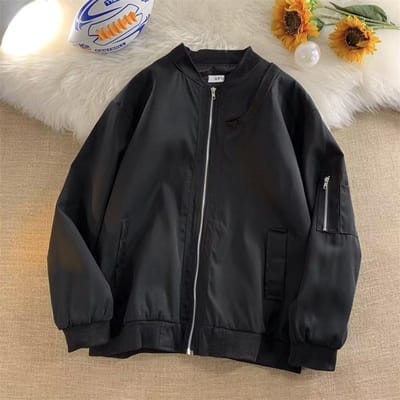 Nouvel Uniforme de Baseball d'Automne et de Printemps pour Garçons Veste Extérieure Étudiant Mâle Couple Haut Ample S black