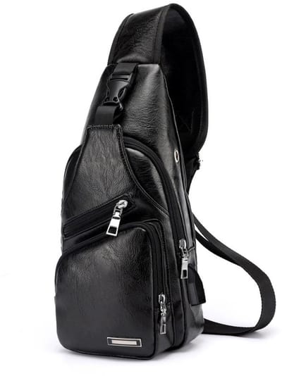 Gloovon® - Crossbody tas - Sling Bag - Compact - Rugzak Nektas of Borsttas - Crossbodytas met brede band op borst Chest Tas Fanny Pack - Zwart