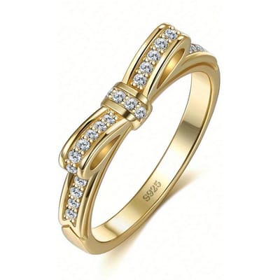 Bague en Argent Sterling avec Décor d'Arc en Zircone Cubique Mariage Fiançailles Bijoux de Mariée Saint-Valentin 8 or