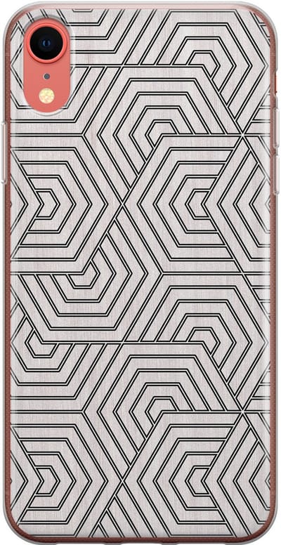 Leuke Telefoonhoesjes - Hoesje geschikt voor iPhone XR - Geometrisch - Soft case - TPU - Print / Illustratie - Grijs
