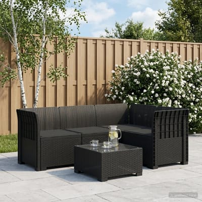 vidaXL - 4-Persoons - Tuin - Sofa - met - Kussens - Rattan - Look - PP - Antraciet