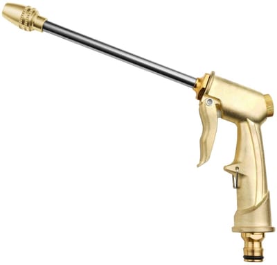 Tuinslang Spuitpistool, Zwaar Metalen Waterpistool, Tuinslangmondstuk, Hogedruksproeier, Waterslang Spuitpistool Voor Planten Water Geven Reinigen Autowassen En Huisdieren Douchen (Goud)