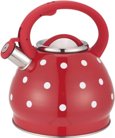 Waterkoker RVS - Theepot Fluitketel - Water Koken - 35 Liter Inhoud - Ø 19.5 cm - Rood