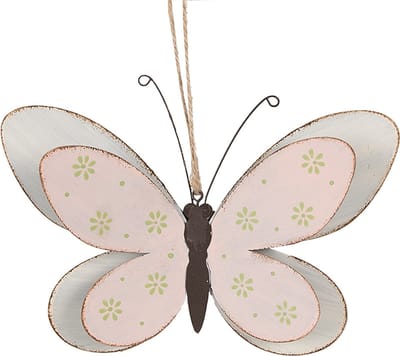 Clayre & Eef Decoratie Hanger Vlinder 16 cm Roze Metaal