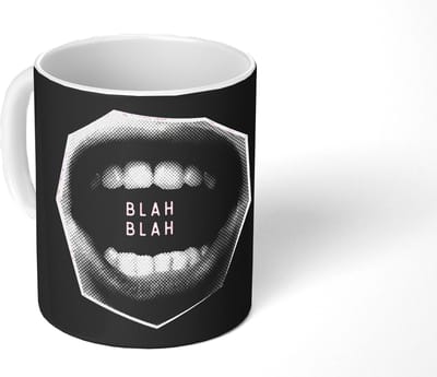 Mok - Koffiemok - Mond - Groen - Illustratie - BLAH BLAH - Mokken - 350 ML - Beker - Koffiemokken - Theemok - Mok met Tekst