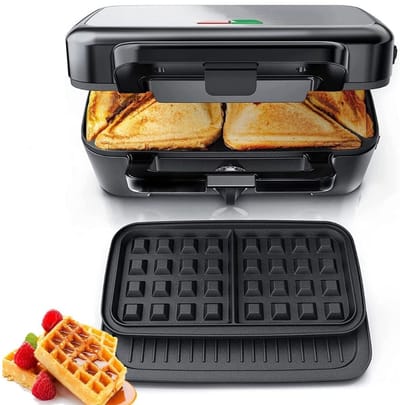 SAVI® Wafelijzer met verwisselbare platen - Wafelijzer - Zwart - ‎23cmx 29cm x 12cm