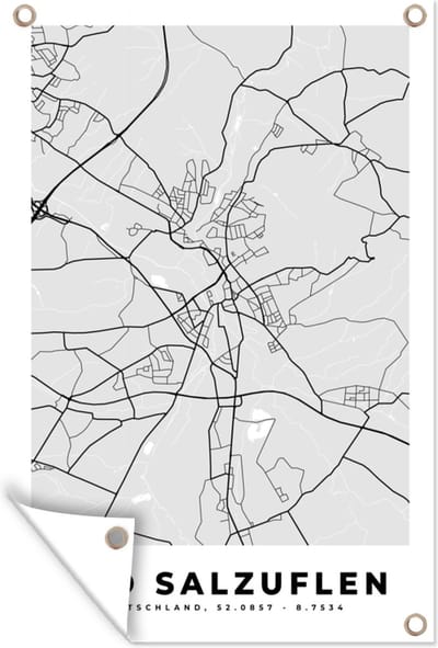 Muurdecoratie Kaart - Bad Salzuflen - Duitsland - Stadskaart - Plattegrond - 120x180 cm - Tuinposter - Tuindoek
