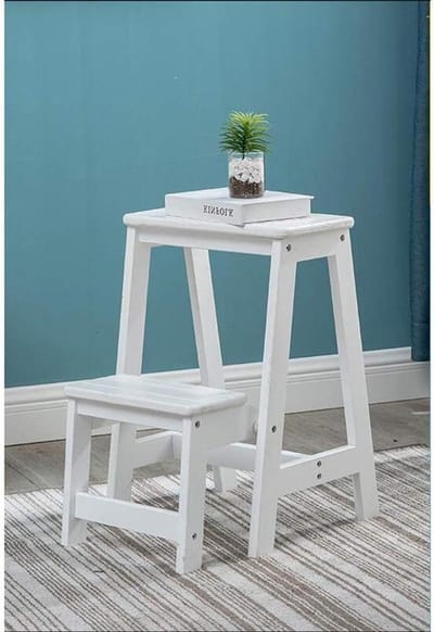 Houten Opstapje - Ladder Stoel - Huishoudelijke Hulp - Dubbel Treden Ontwerp - 29x48x56 cm - Multicolor