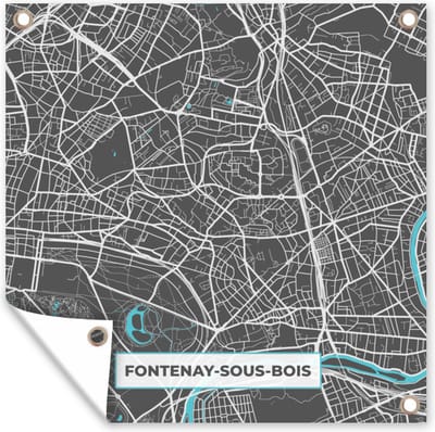 Tuin poster Fontenay-sous-Bois - Frankrijk - Kaart - Plattegrond - Stadskaart - 200x200 cm - Tuindoek