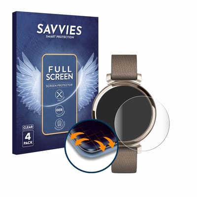 Savvies - Screenprotector voor Garmin Lily 2 - Folie Beschermfolie transparant volledig dekking 4 Stuks