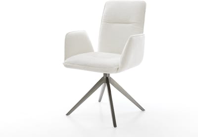Eetkamerstoel Vinja-Flex kruisframe breed grafiet bouclé zacht beige 360° draaibaar rocker-functie