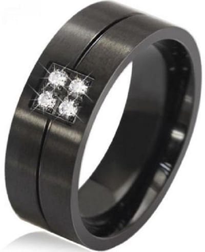 Schitterende Zwarte Ring Breed Zirkonia | Ring met Steentjes|Stoere Ring| 22.00 mm. (maat 69) Jonline