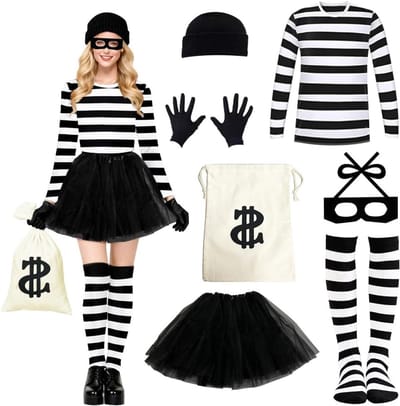 Dames Bankovervaller Kostuum Set voor Carnaval en Halloween - Perfect voor Cosplay en Feestjes