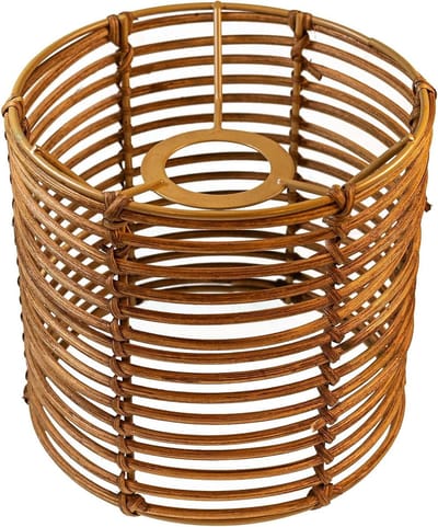 Rieten Lampenkap - Mand Lampenkap - Decoratieve Verlichting - Natuurlijk Materiaal - 15 cm breed 16 cm hoog - Donkerbruin