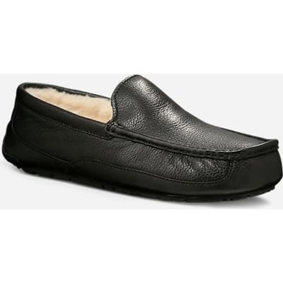 UGG Ascot Chaussures Décontractées Basse en Cuir de Vachette Double Couche Homme baskets Noir 5379B-BLK 41