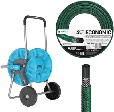 Cellfast Aluplus - tuinslang 1/2" 30 m met trolley / slanghouder - 1/2" 60 m