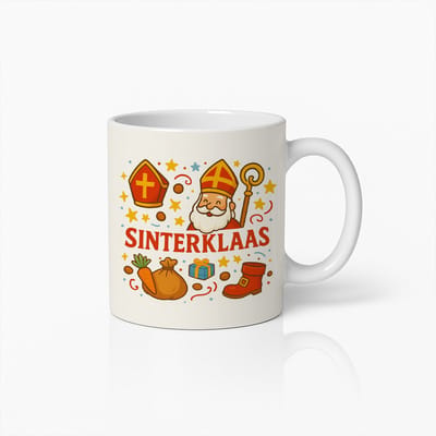 Sinterklaas Koffiemok 330ml – Feestelijke Sint Nicolaas Mok met Kleurrijk Ontwerp – Leuk Cadeau voor Kinderen & Familie