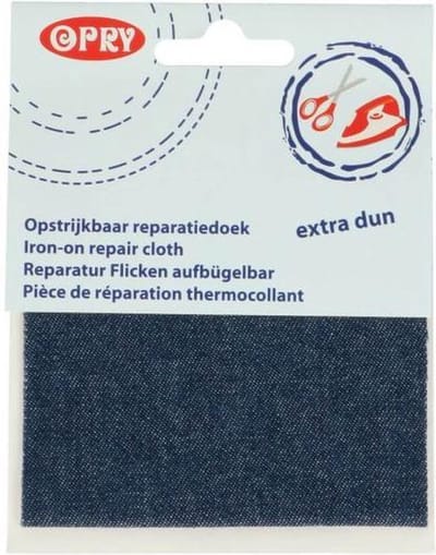OPRY REPARATIEDOEK JEANS OPSTRIJKBAAR 10X40CM DUN DONKERBLAUW