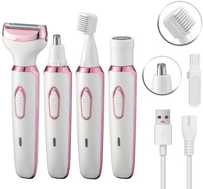 Elektrisch Ontharingsapparaat voor Dames – Lichaam en gezicht 4-in-1 – USB-opladen
