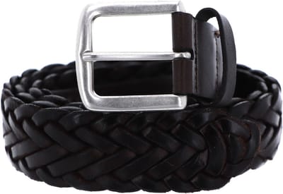 Marc O'Polo Leren Riem 35mm Braided Leather Belt W105 Dark Brown Bruine