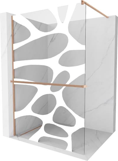 Mexen Kioto+ douchewand met plank Walk-in 70 x 200 , witte golf, geborsteld koper - 800-070-121-65-97