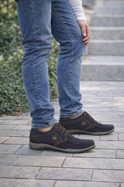Leren heren veterschoen – Comfortabele Casual Schoen met stijlvolle stiksels 219 – Bruin – Maat 40