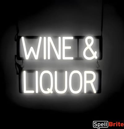 WINE & LIQUOR - Lichtreclame Neon LED bord verlicht | SpellBrite | 56 x 38 cm | 6 Dimstanden - 8 Lichtanimaties | Reclamebord neon verlichting