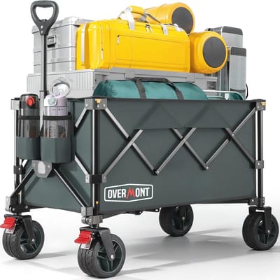 Opvouwbare Festivaltrolley - 150 kg Capaciteit voor Camping, Strand, Tuin, Picknick en Winkelen - Zware Kar met Verstelbare Handgreep en All-Terrain Wielen en Rem
