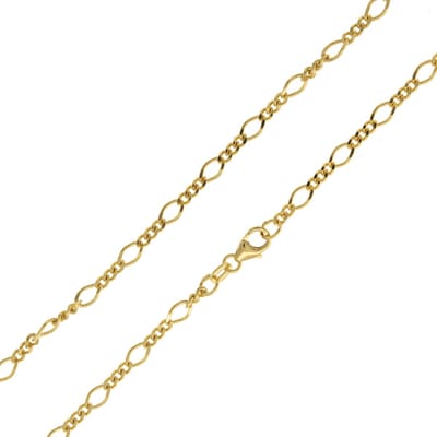 Cavill - Vergulde 925 Sterling Zilveren Figaro Ketting - 45 cm - Luxe Damesketting in Gouden Look - Elegante Zilveren Ketting - Stijlvol & Tijdloos