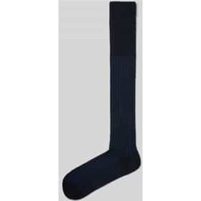 FALKE Shadow lang gedessineerd katoen kniekousen heren blauw - maat 45-46