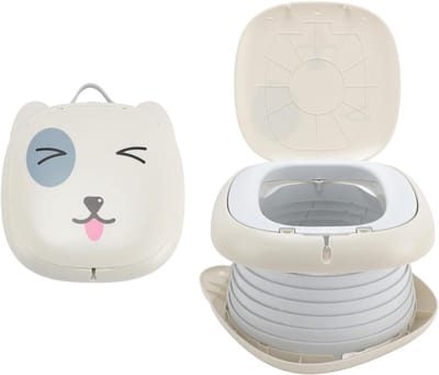 Kindertoilet Opvouwbaar - Reispotje Peuter - Zindelijkheidstraining Onderweg - Lichtgewicht en Compact - 25x24x17cm - Grijs