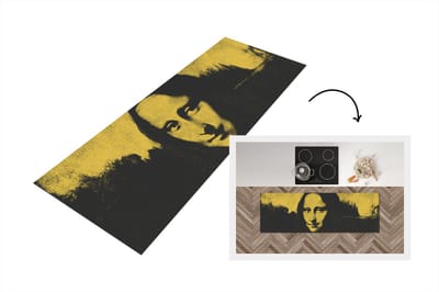Keukenloper - Loper keuken - Mona Lisa - Leonardo da Vinci - Geel - 150x50 cm - Keukenloper vinyl