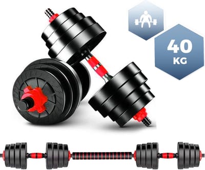SOUTHWALL Dumbbells set Verstelbaar met Halterstang tot 40kg – Halterset – Fitness Stang – Fitness Gewichten Set – Professionele 2-in-1 Dumbbellset – Home Gym – Krachttraining – Gebruiksvriendelijk – Multifunctioneel – Dumbell set 40 kg